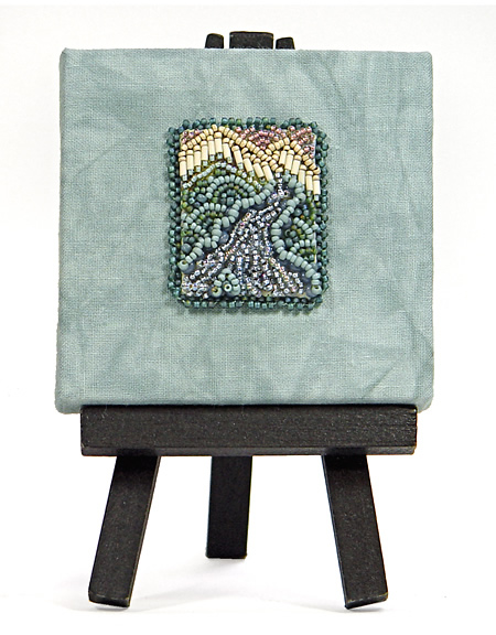 Flow, original bead art by Robin Atkins, bead embroidery