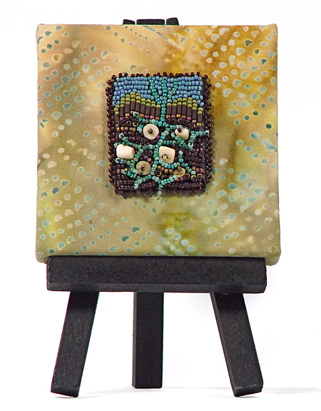 Roots, original bead art by Robin Atkins, bead embroidery