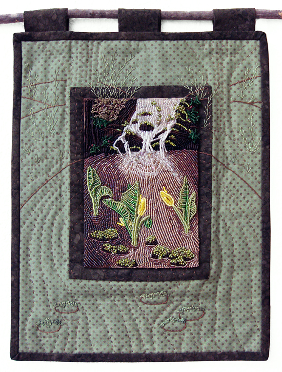 Waterfall, beaded quilt by Robin Atkins, bead artist
