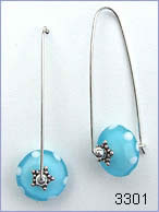 Matte aqua earrings by Robin Atkins, bead artist.