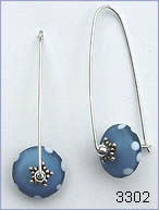 Matte denim earrings by Robin Atkins, bead artist.