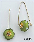 Matte olivine earrings by Robin Atkins, bead artist.
