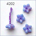 flower beads, rose/periwinkle;  Robin Atkins favorite for bead embroidery.