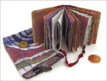 Mini Prayer Book, hand made book featuring painted decorative papers, large picture, by Robin Atkins, bead artist