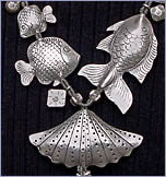 Sea Life necklace, detail, by Robin Atkins, bead artist.