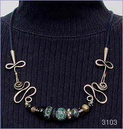 Sage, green and taupe necklace by Robin Atkins, bead artist.