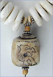 Conch Shells necklace, detail, by Robin Atkins, bead artist.
