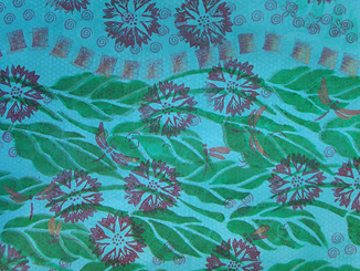 Painted decorative paper, layers of acrylic paint, stenciled and stamped, by Robin Atkins, bead artist