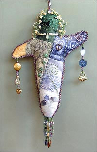 Quilt Dolly, spirit doll by Robin Atkins, bead artist