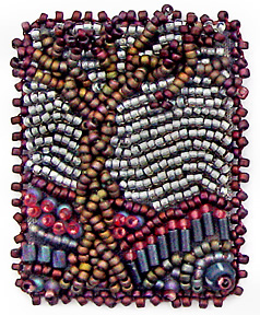 Respect, miniature beaded embroidery by Robin Atkins, bead artist