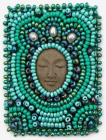 Serenity, miniature beaded embroidery by Robin Atkins, bead artist