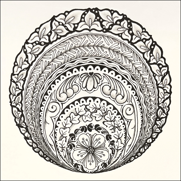 Zentangle, ink and pencil, by Robin Atkins, bead artist