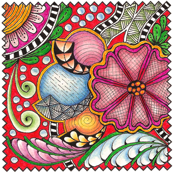 Zentangle, ink and pencil, by Robin Atkins, bead artist