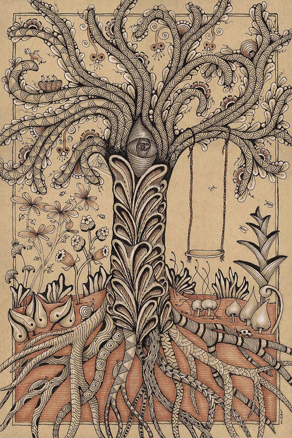 Zentangle, ink and pencil, by Robin Atkins, bead artist